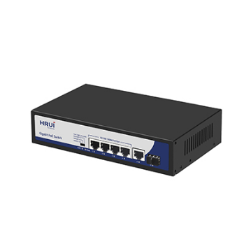 Switch PoE 4 puertos + 1 uplink + 1 uplink SFP. 10/1000 Mbps. Gigabit. 802.11af/at
