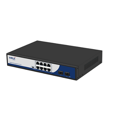 Switch PoE de 8 puertos + 2 uplink SFP. 10/1000 Mbps Gigabit. 802.11af/at