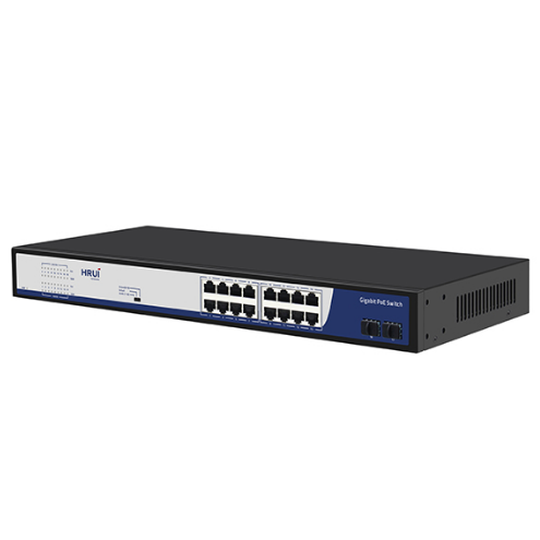 Switch PoE de 16 puertos + 2 uplink SFP. 10/1000 Mbps Gigabit. 802.11af/at