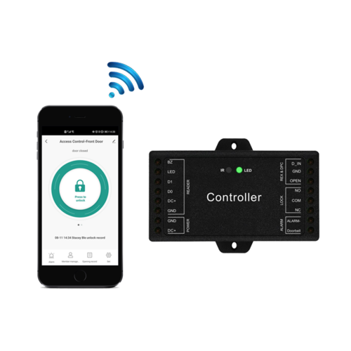 Controladora para UNA puerta con control WIFI. Permite conexin con cualquier lector con salida Weigand (26-37 bits).