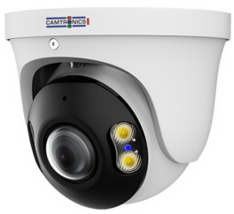 Domo IP FishEye 5Mpx. Lente 1.6mm, 180º Formato Domo. IR 25 Mtrs y Iluminadores WarmLight 25mtrs. Micrófono y Altavoz. NDAA