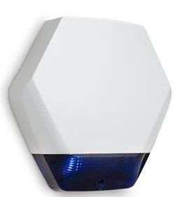 Sirena Exterior forma hexagonal con LEDS de iluminacion. Con frontal Azul y Blanco ESX910-FC-WB