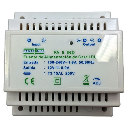 Fuente de alimentación 12V 5A de carril DIN