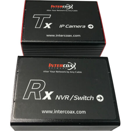 Kit TX y RX que permite transmitir la señal IP cualquier tipo de cable . Incluye fuentes de alimentación